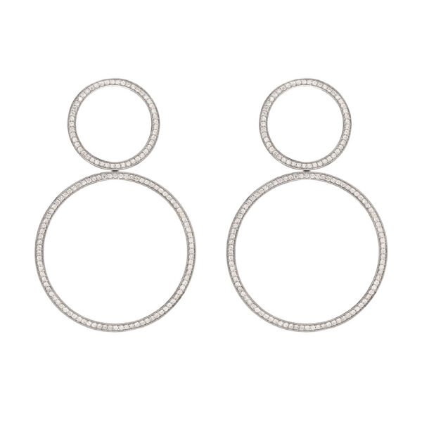 Brinco Hip Hoop 2 Argolas Diamantes