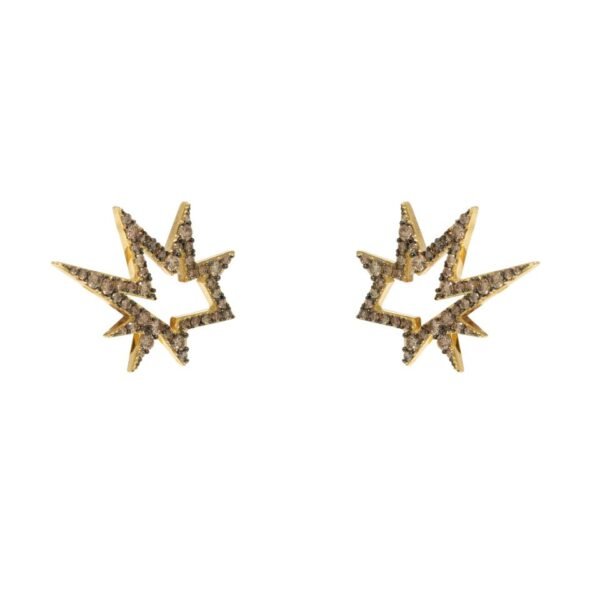 Alternative view of Brinco Supernova Ear cuff Diamantes Brown Ouro Amarelo