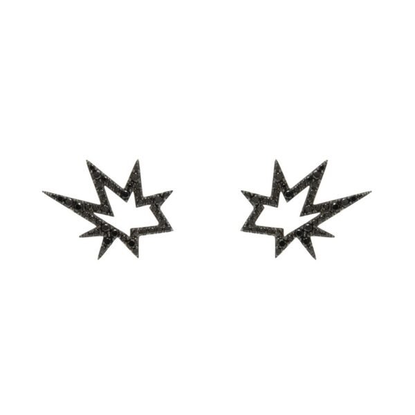 Brinco Supernova Ear cuff Diamantes Negros Ouro com Ródio Negro