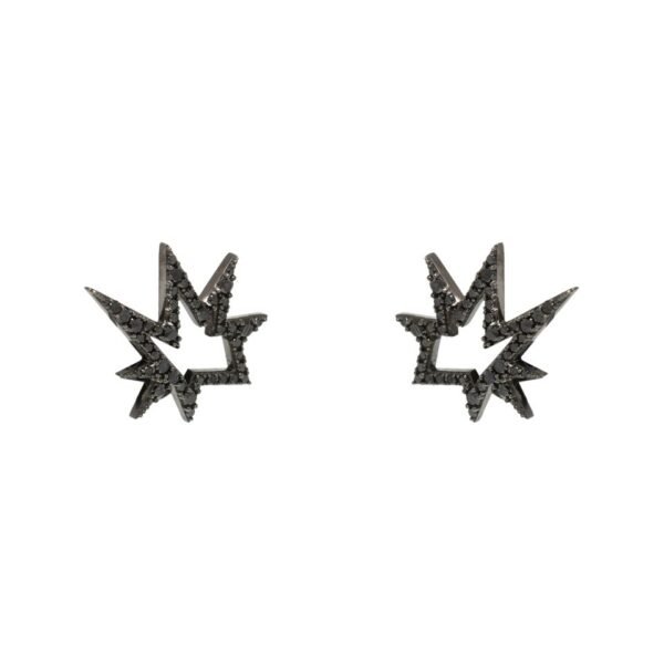 Alternative view of Brinco Supernova Ear cuff Diamantes Negros Ouro com Ródio Negro