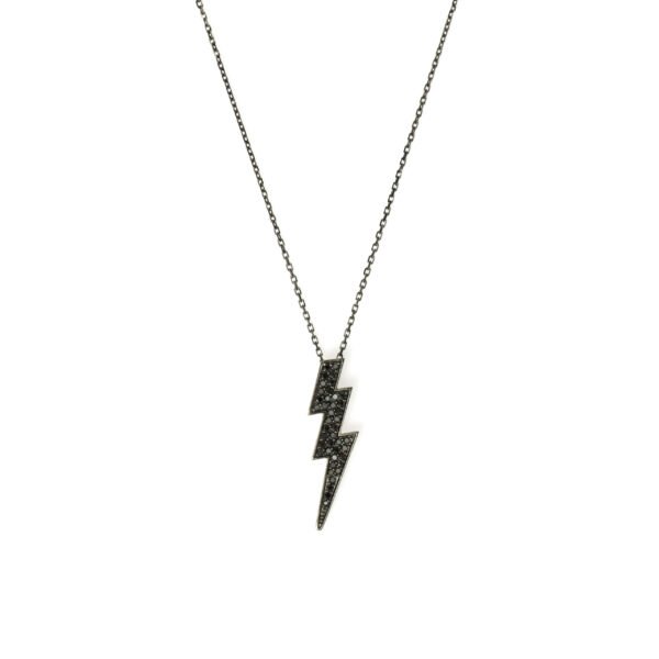 Colar Bowie Médio Diamantes Negros Ouro com Ródio Negro