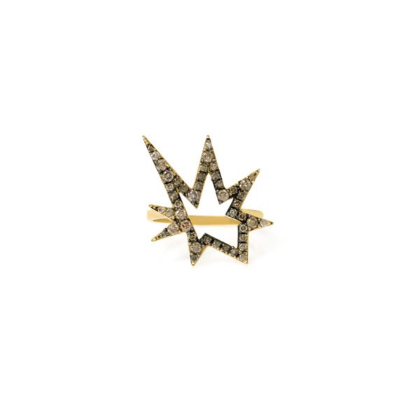 Alternative view of Anel Supernova Diamantes Brown Ouro Amarelo