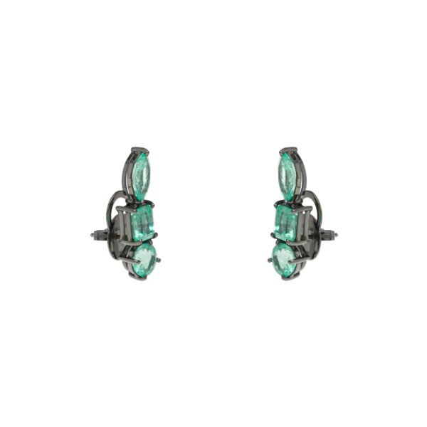 Alternative view of Brinco Ear Cuff Esmeraldas Ouro com Ródio Negro