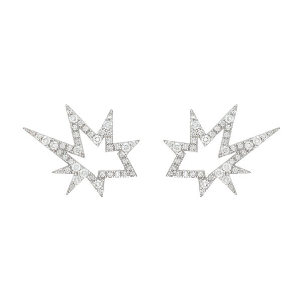 Brinco Supernova Ear cuff Diamantes Ouro Branco