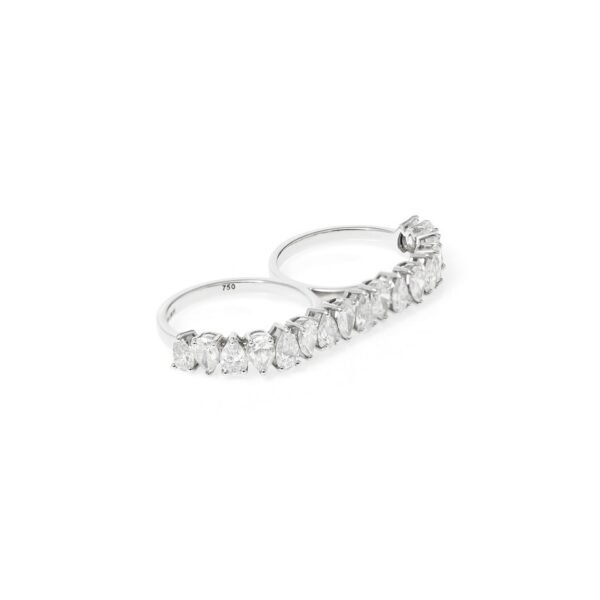 Alternative view of Anel Duplo Gotas Diamante Ouro Branco
