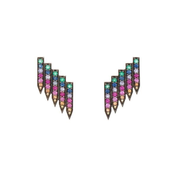 Brinco Apache Ear cuff Lanças Ouro com Ródio Negro