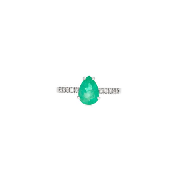 Alternative view of Anel Esmeralda Gota Ouro Branco