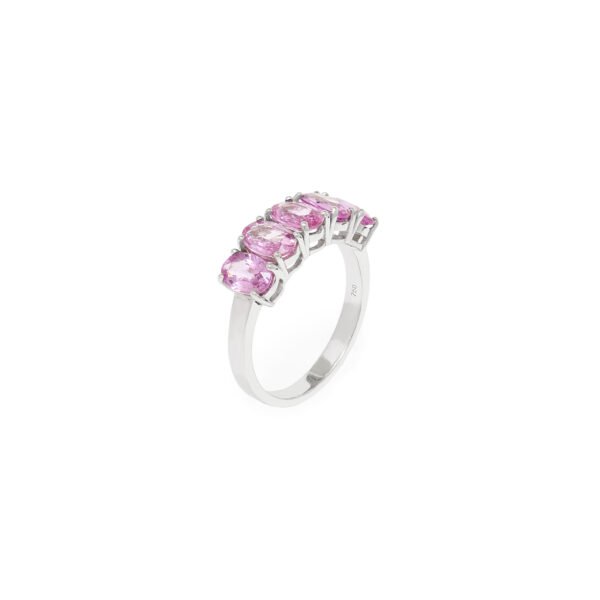 Meia Aliança Safira Rosa