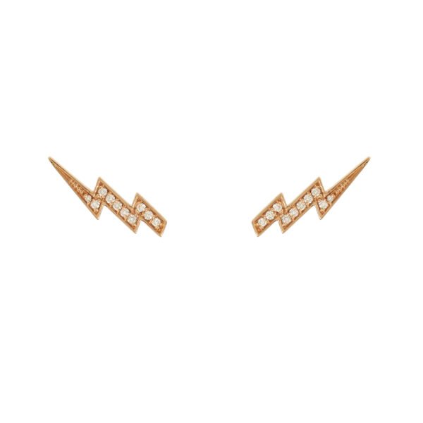 Brinco Bowie Ear cuff Diamantes Ouro  Rosé