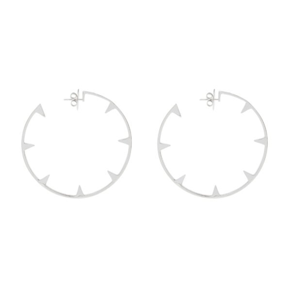 Brinco Hip Hoop Argola Spike Folheada em Ouro Branco