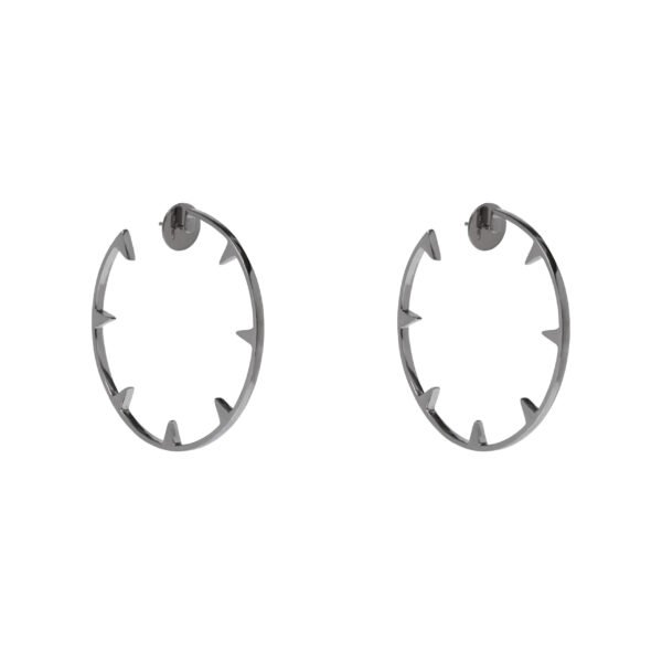 Alternative view of Brinco Hip Hoop Argola Spike Folheada em Ródio Negro