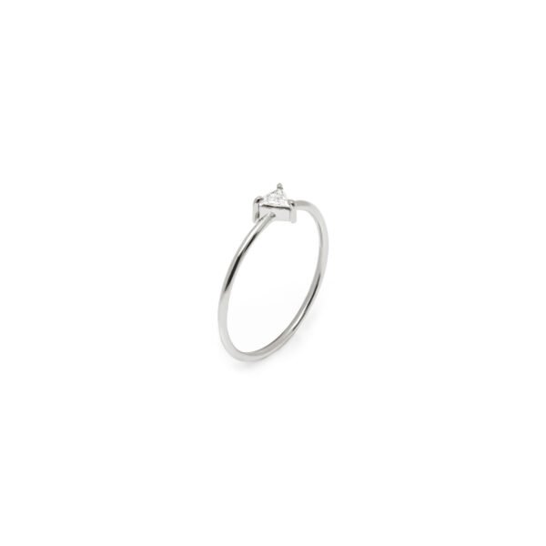 Aliança Diamante Solitário Trillion Ouro Branco