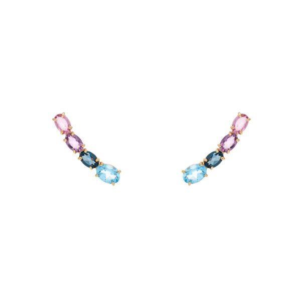 Brinco Ear Cuff Colorido Ouro Amarelo