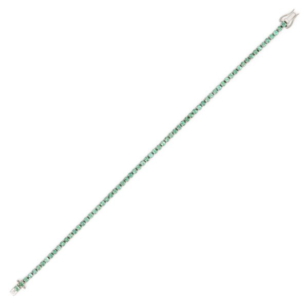 Alternative view of Pulseira Riviera Esmeralda Ouro Branco