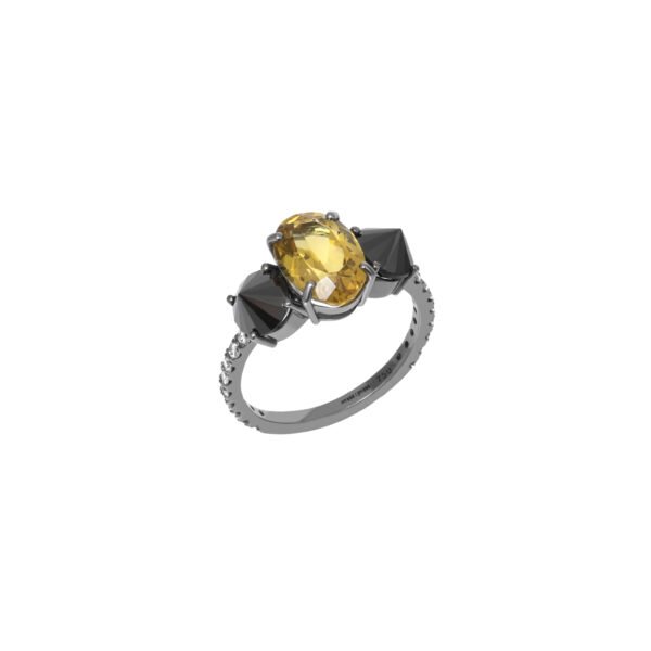 Anel Citrino, Diamantes Negros Spike e Diamantes