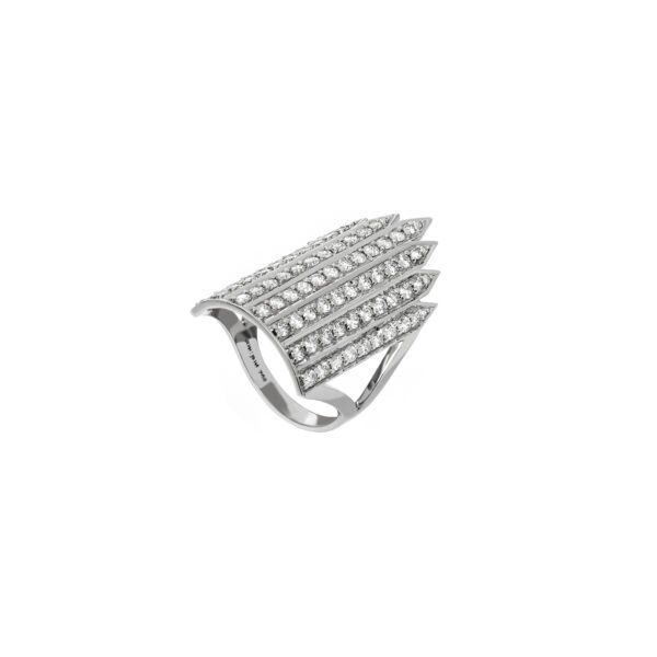 Anel Apache Lanças Diamantes Ouro Branco