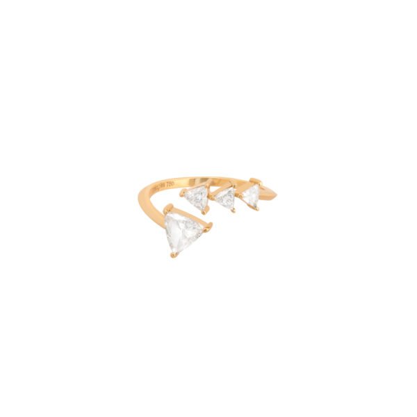 Alternative view of Anel Trillion Cut Diamantes Ouro Amarelo