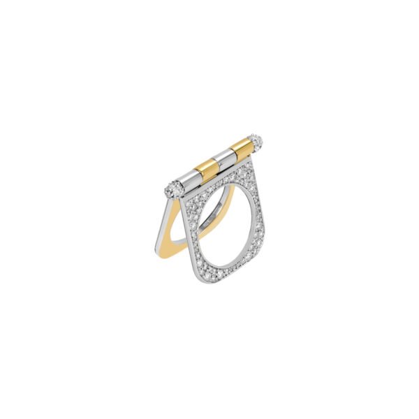 Anel Double Ouro Branco e Ouro Amarelo
